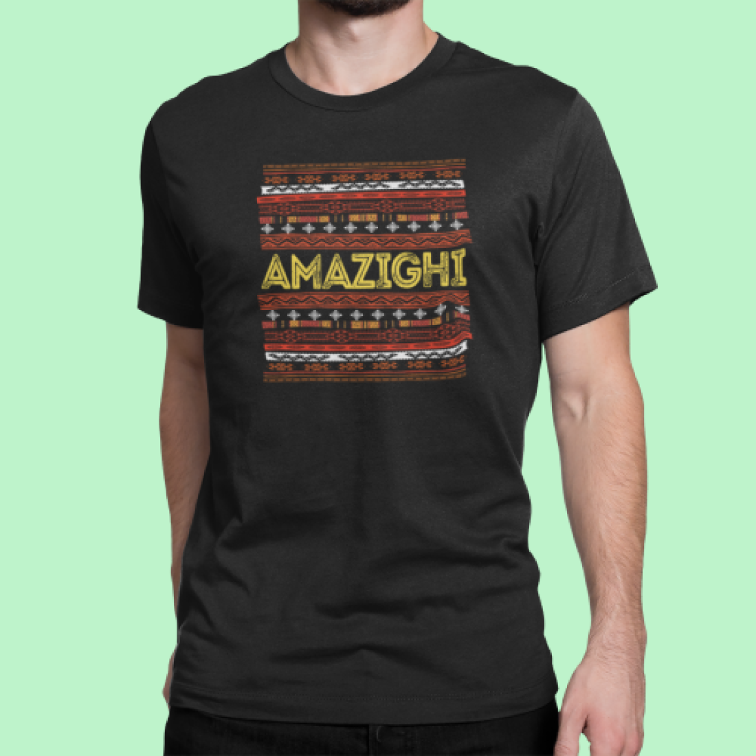 T-Shirt - AMAZIGHI - Noir - motif berbères