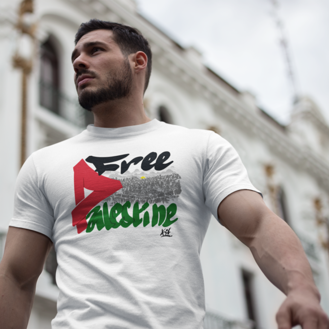 T-Shirt - FREE PALESTINE - Blanc