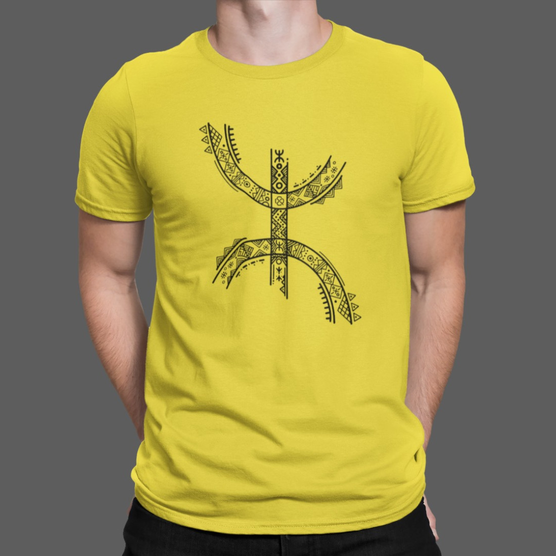 t-shirt signe amazigh - jaune